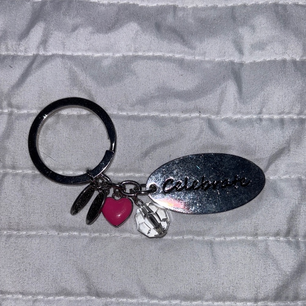 thirty-one Silvertone and Pink Key Holder Accessory